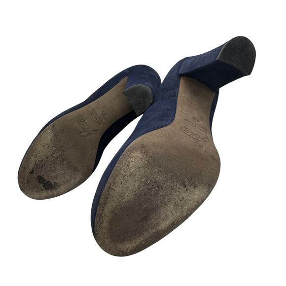 Vintage Joie Navy Suede Platform Pumps Round Toe, Block Heel, Size 39 - Picture 9 of 11
